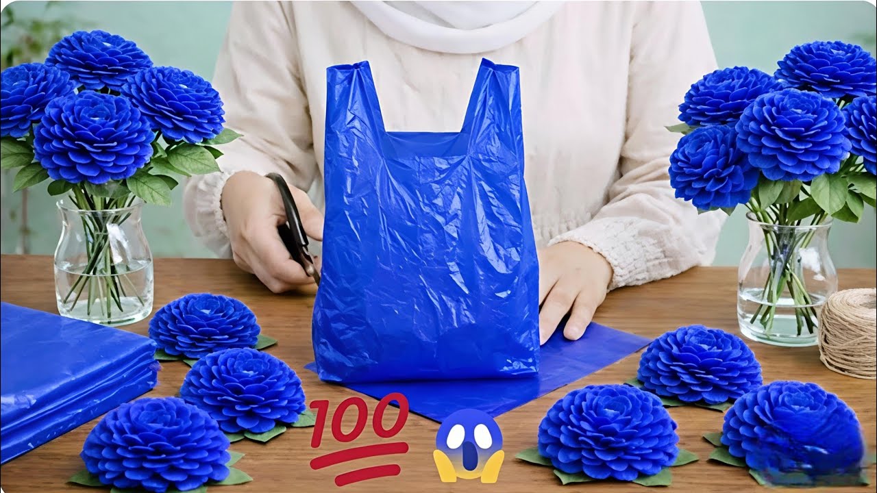 सिर्फ प्लास्टिक पॉलीथिन से फूल, गुलदस्ता बनाने का नया तरीका 🙀💯//#plasticbagreuse#trending#viralvideo