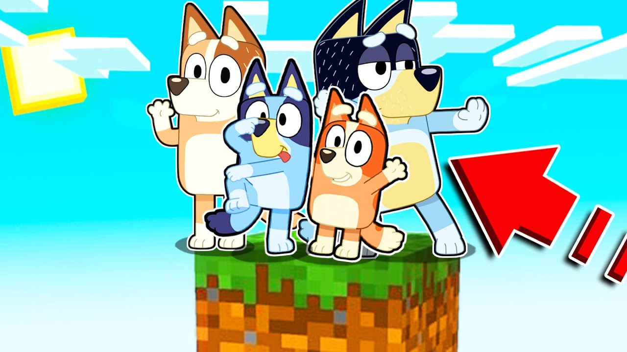 LA FAMILIA DE BLUEY SOBREVIVE EN UN BLOQUE EN MINECRAFT