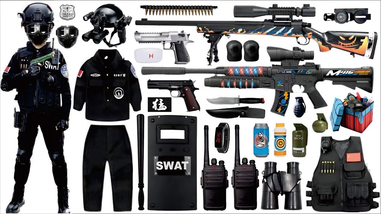 Unboxing Special Forces Weapon Set, including M24 Sniper Rifle, M4A1 Carbine, G36C Submachine Gun