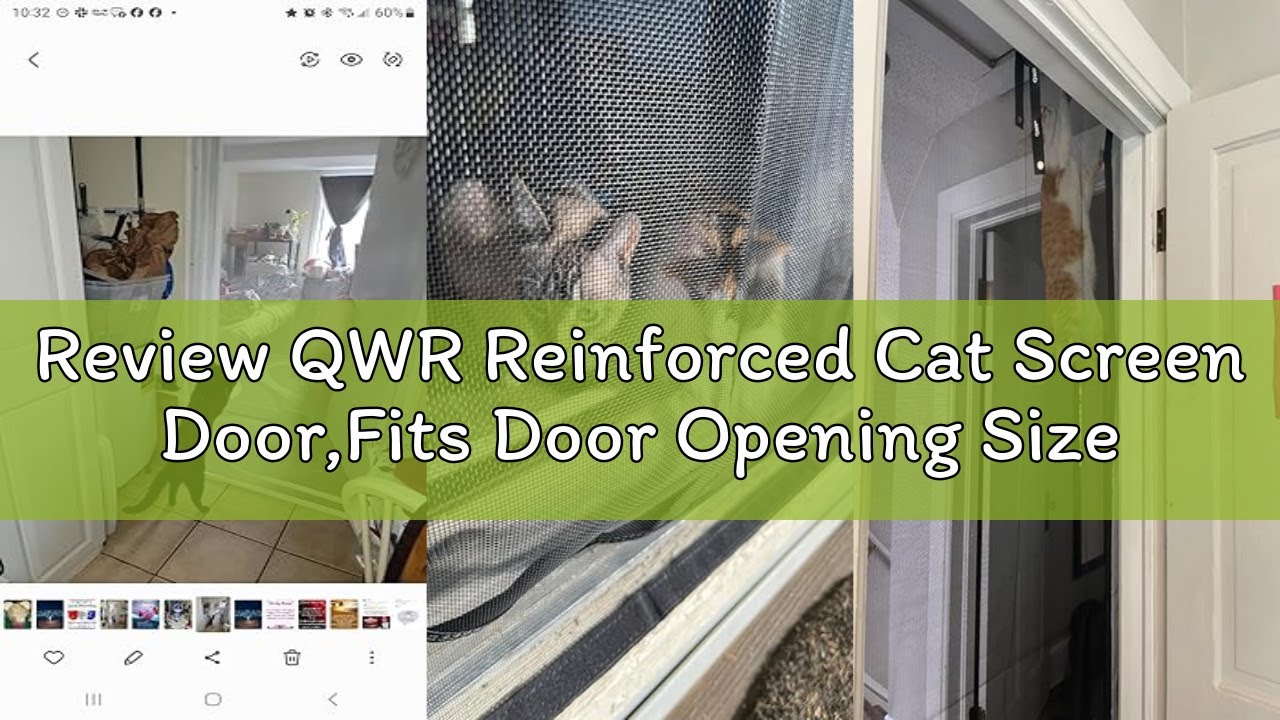Review QWR Reinforced Cat Screen Door,Fits Door Opening Size 32''x 80'',Thickened Cat Proof Screen D