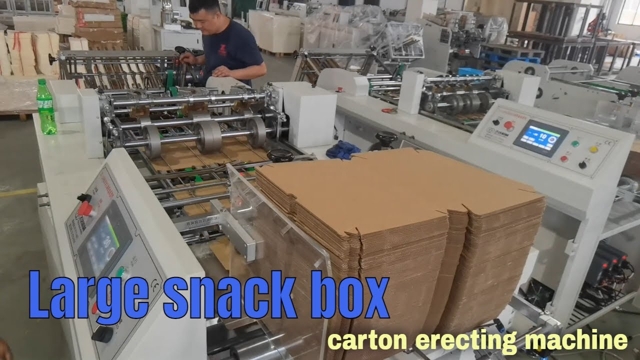 Corrugated big size large snack box single lane carton erecting machine