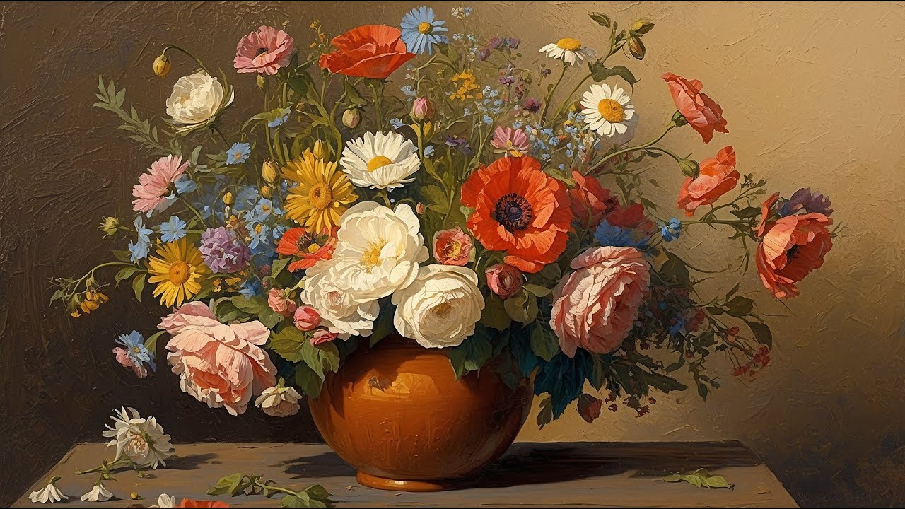Vintage Floral Free TV Art Wallpaper Screensaver Home Decor Samsung Oil Painting Digital Wildflower