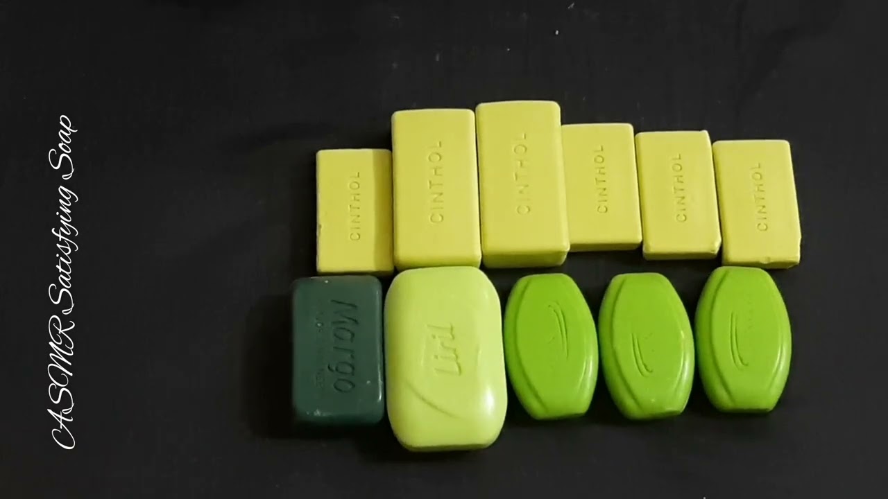 ASMR Satisfying soap no talking / Unpacking soap no talking / Green & yellow Soap