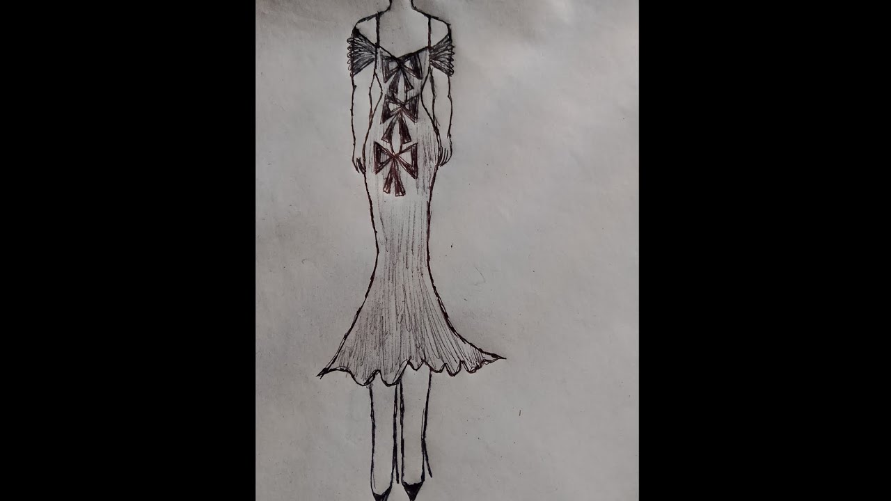 Pretty little short dress sketch design step by step watch full sketch video 