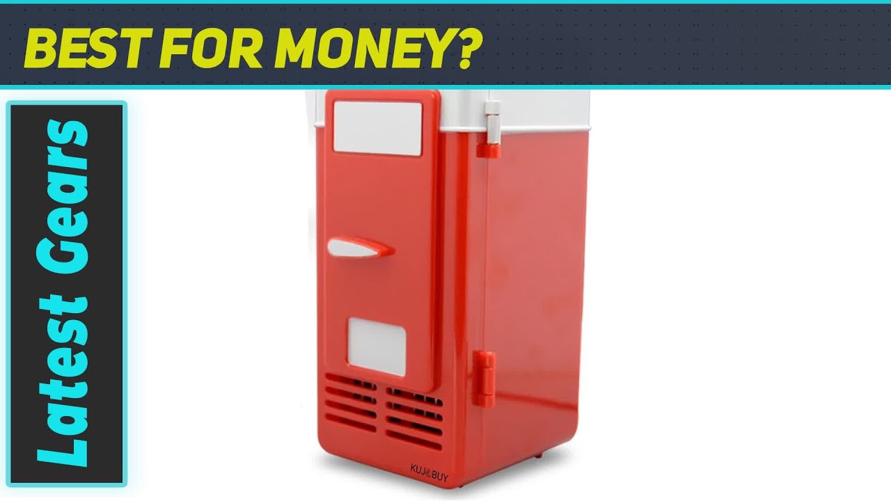 KUJOBUY Single Can Cooler Red USB Powered Retro Mini Fridge - Best Desk Accessory for Cold