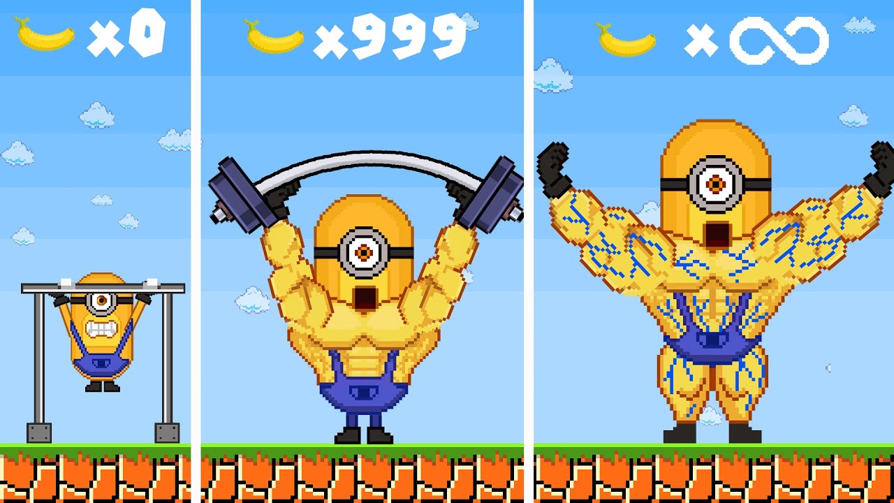 Super Mario Bros But Minion Growing Up Muscle with 999 Bananas Powerups