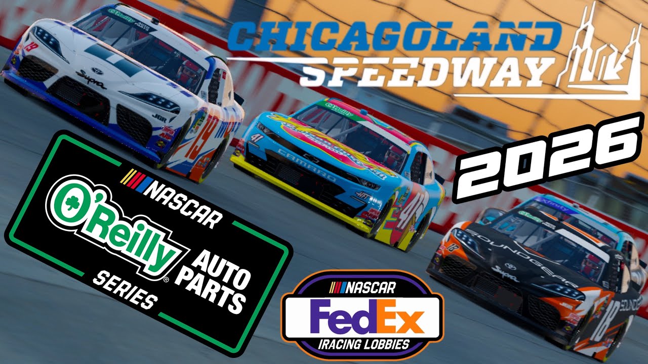 2026 NASCAR O’REILLY AUTO PARTS SERIES RACING AT CHICAGOLAND | NASCAR iRacing FedEx Lobbies Week 39
