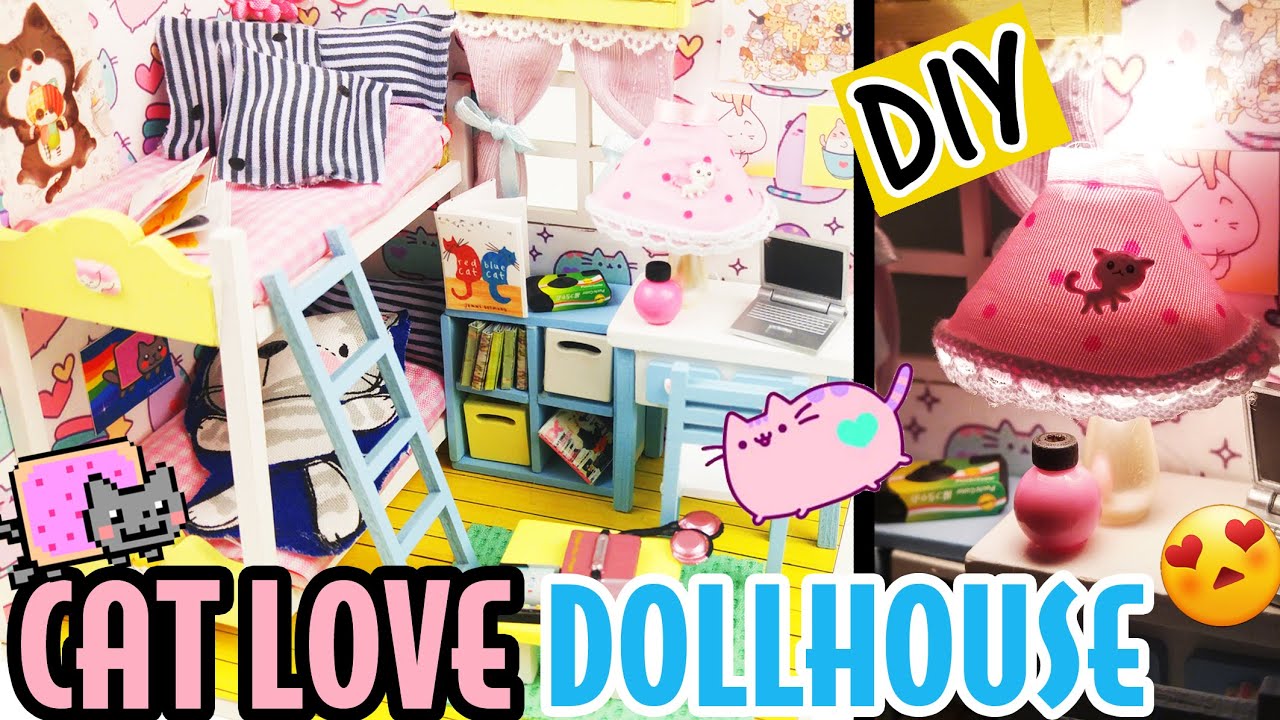 ASMR DIY DOLLHOUSE KIT CAT LOVE  - DOLLHOUSE BEDROOM