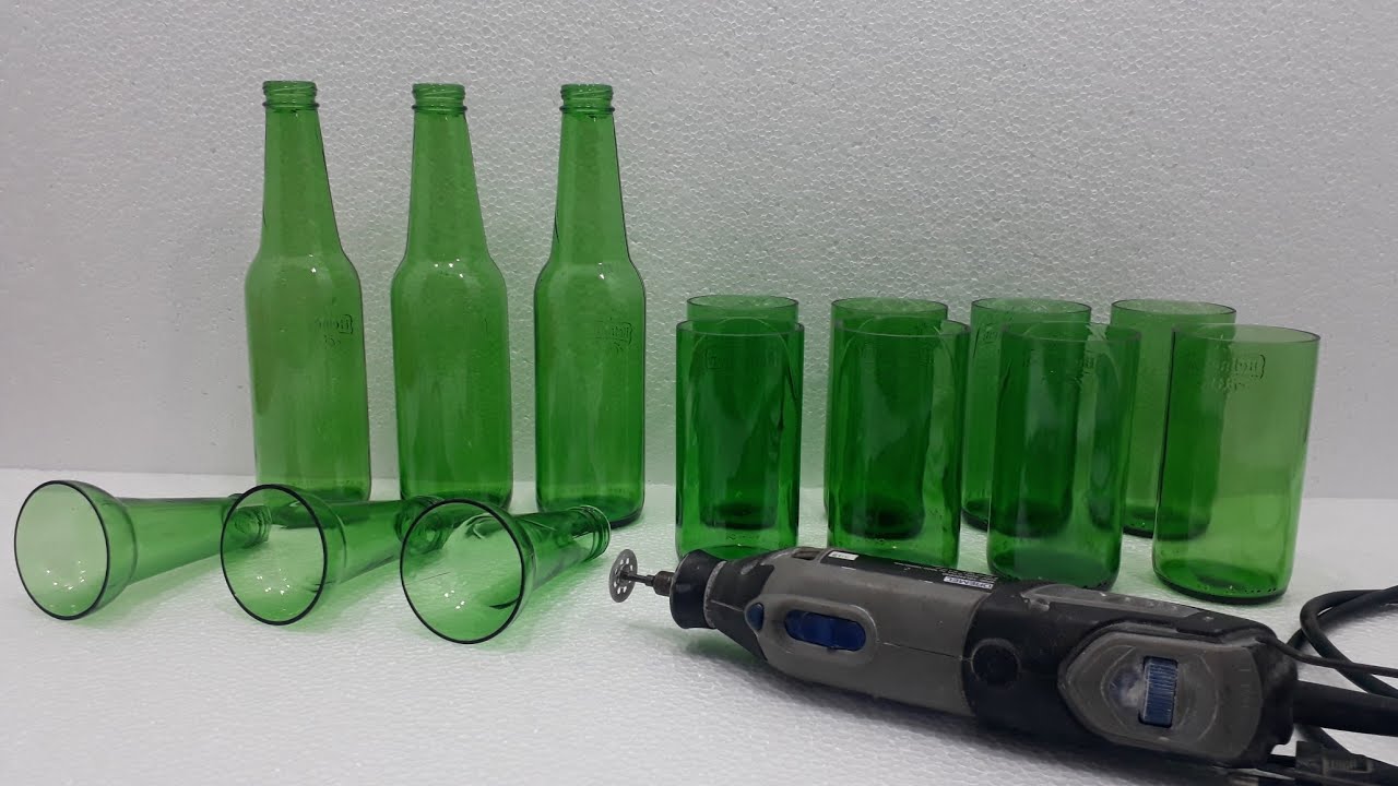 Copos feito com garrafas, usando micro retifica. Cups made whit bottles, using micro rectifiers.