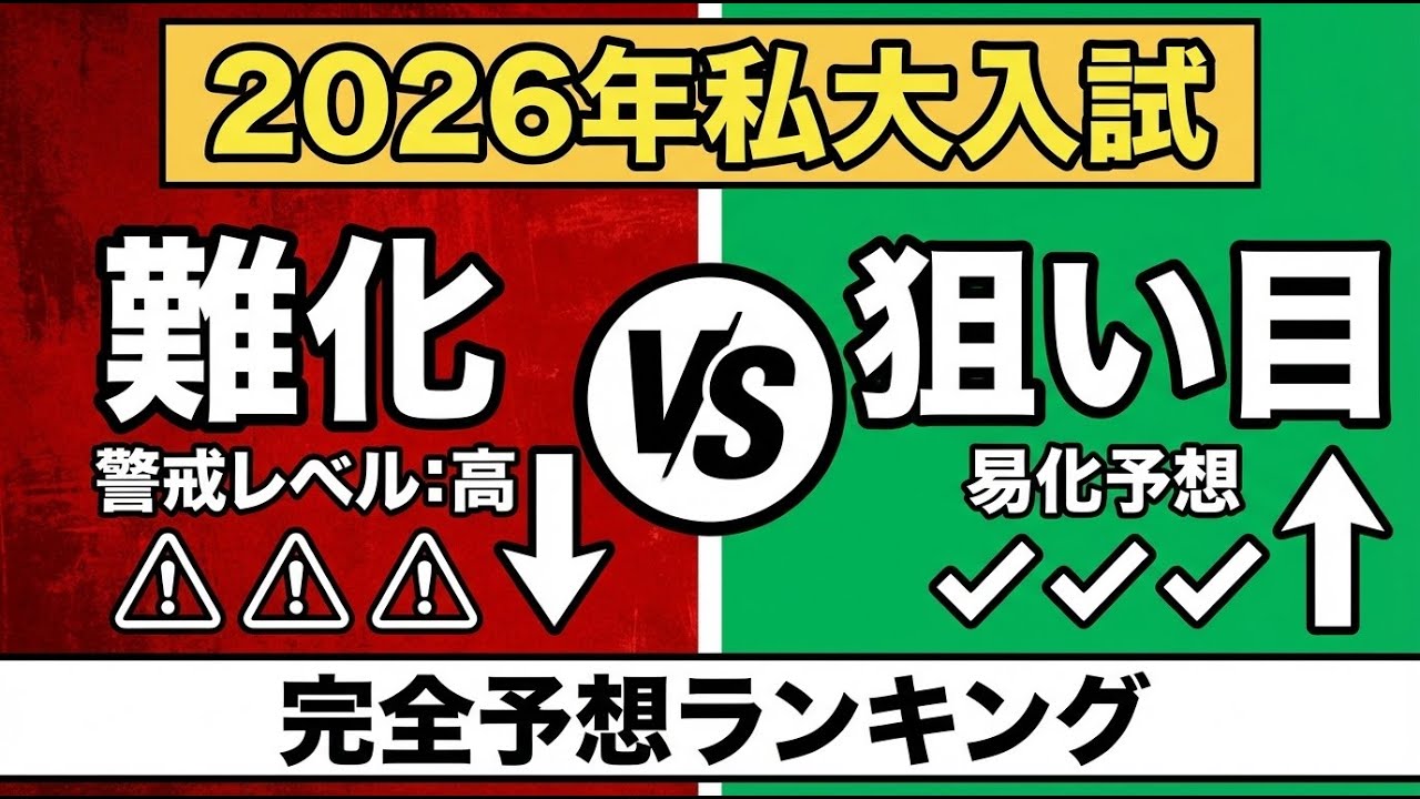 2026年 関東難関私大 難化予想ランキング