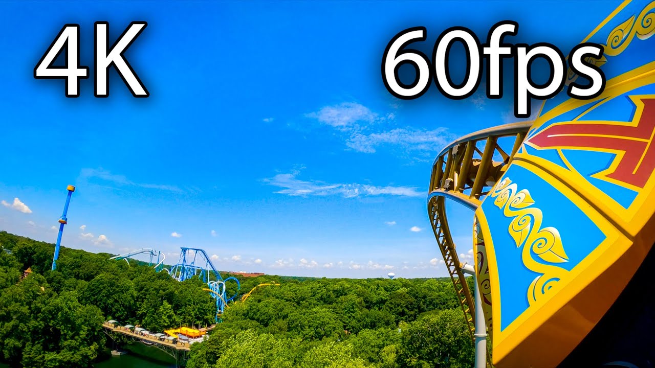 Pantheon horizon leveled front seat 4K POV @60fps Busch Gardens Williamsburg