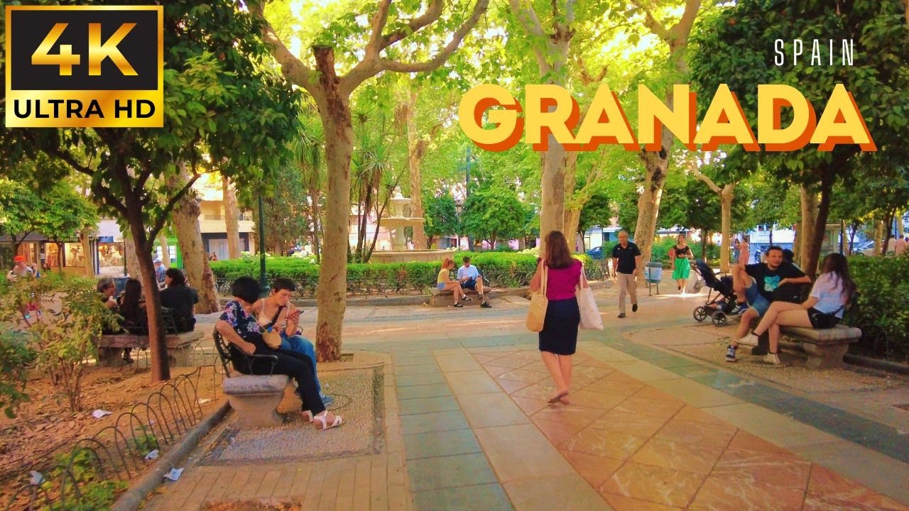 Beautiful Granada Walking Tour: City Center during summer •  Spain 2024 • #POV