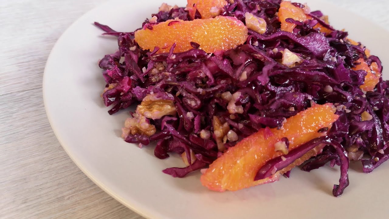 Portakalli Cevizli Mor Lahana Salatasi | az malzeme cok lezzet | kolay salata