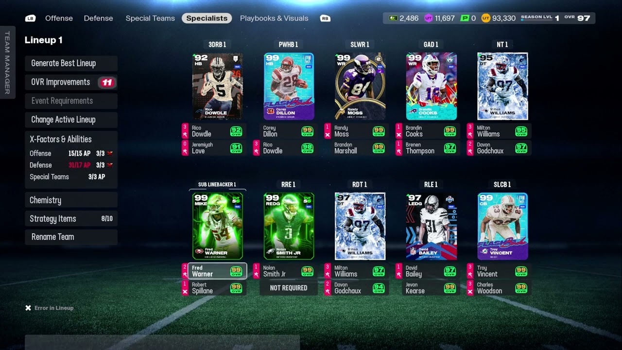 Madden 26 Season 7 New England Patriots Theme Team 98 overall Brandon Marshall p3