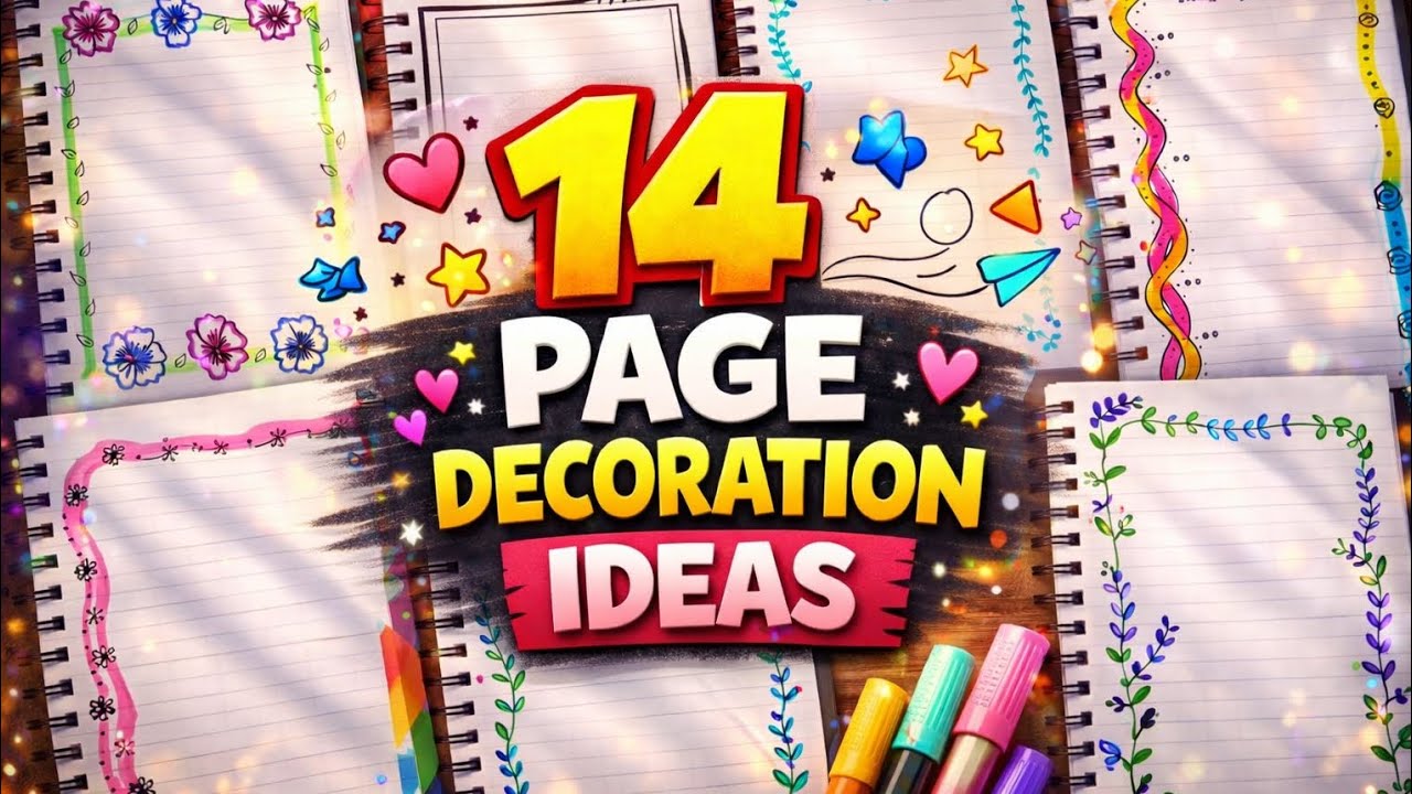 👉 14 Page Decoration Ideas 🌸 | Easy & Aesthetic Notebook Decoration 