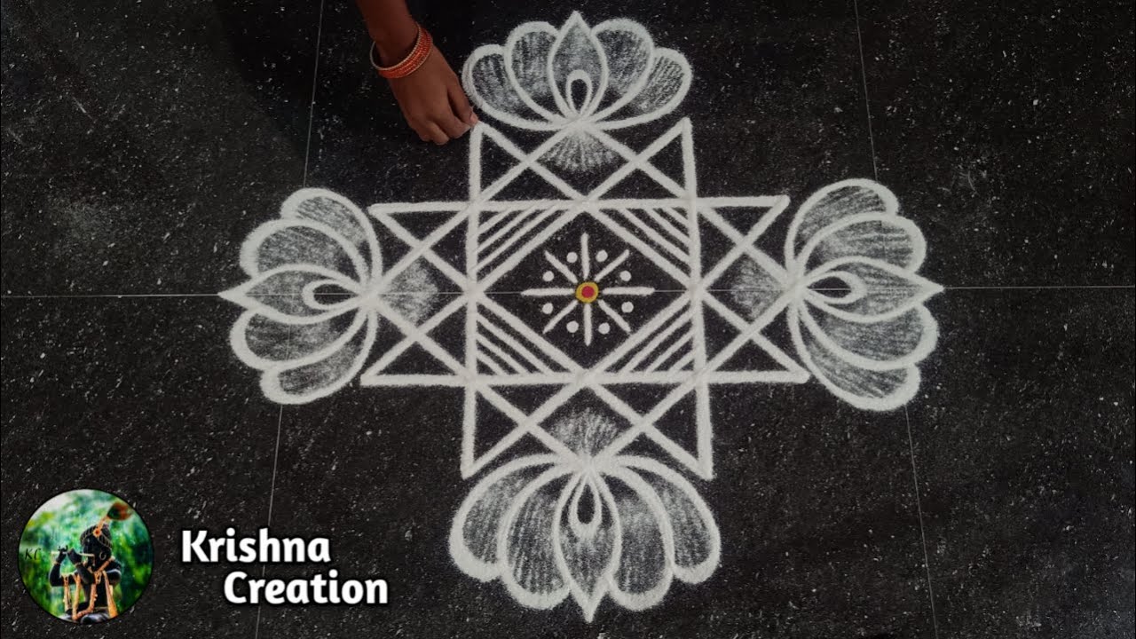 Easy Padi Kolam Design with 5x3x3 dots | Simple Padi Kolam | Beautiful Rangoli | Padi kolam Muggulu