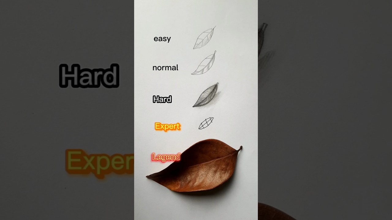 How to draw a leaf?:what level are you? #drawing #pencilsketch #art #shorts #drawingtutorial