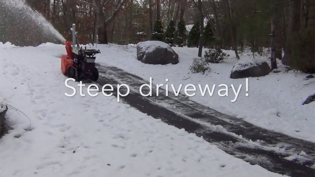 Remote controlled Ariens snow blower (snow rover) on steep driveway!