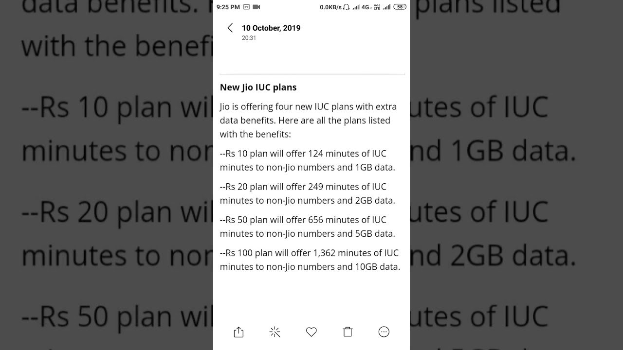 Jio IUC plans
