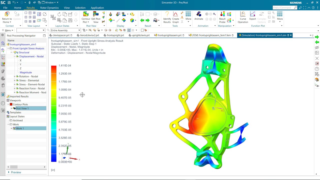 Upright stress analysis (mesh, BC's, and solve) in Simcenter 3D (Video 4/4)