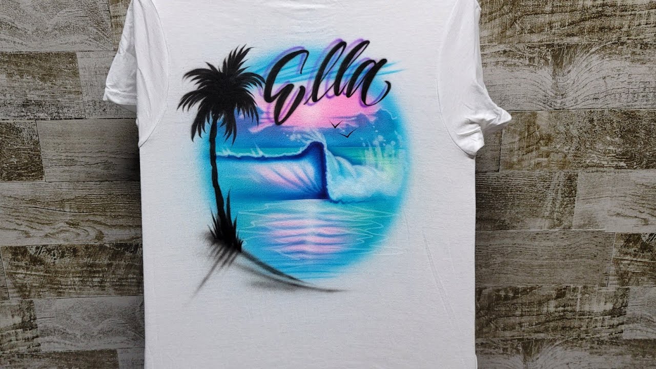 Airbrush beach ocean wave design.