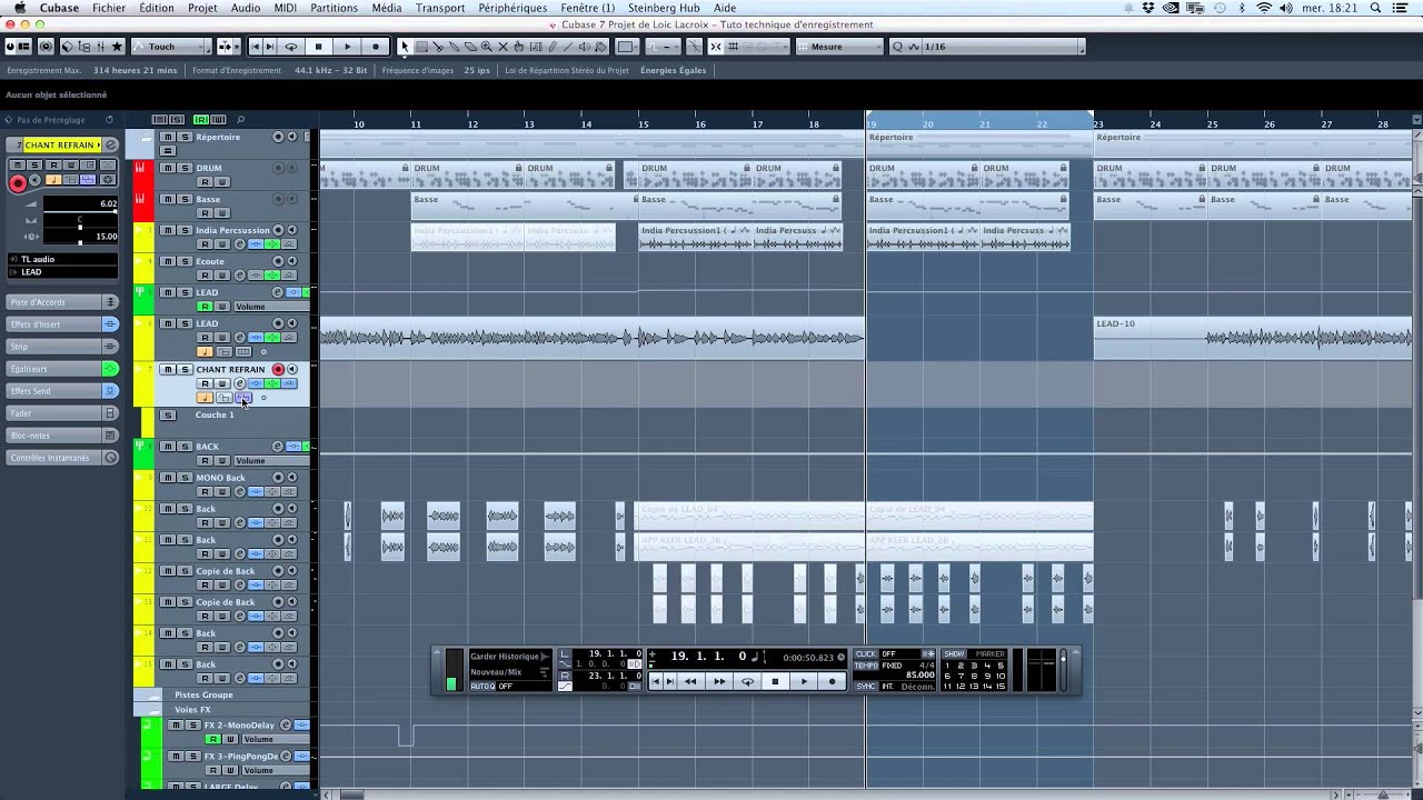 Tutoriel Cubase (gratuit) - Technique pro d'enregistrement : Par couche, pre-roll, punch out