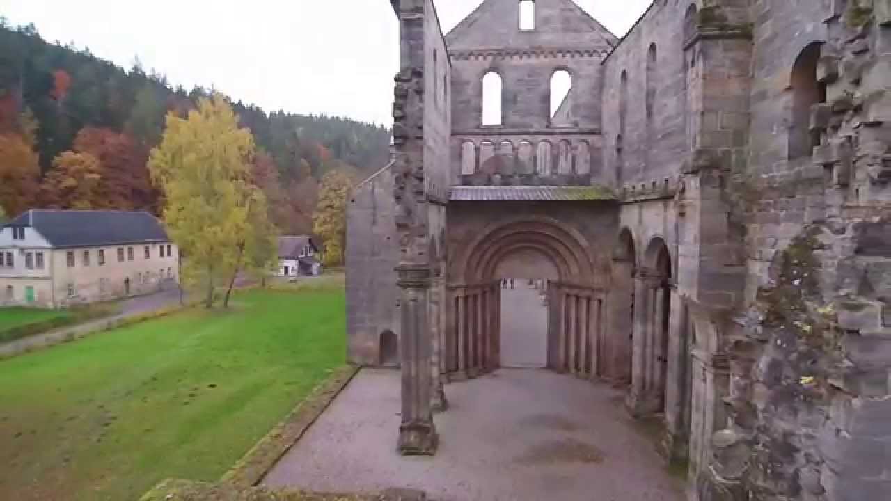Testflug mit Multi-Copter in Paulinzella... in der D&auml;mmerung