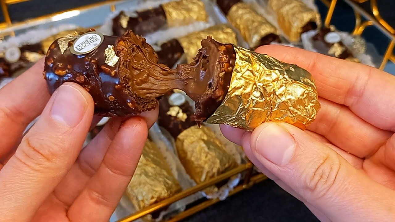 🔴سيقار الفيريرو😍طراوة وبنة😋ويبقى لاطول مدة ويقطع كمية مليحة جربيه على ضمانتي #حلويات #العيد