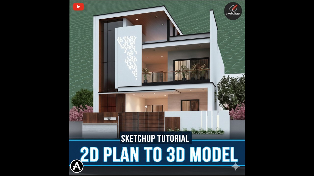 SketchUp Tutorial: How to Create a 3D House Model from a 2D Plan,(2/365)part-1