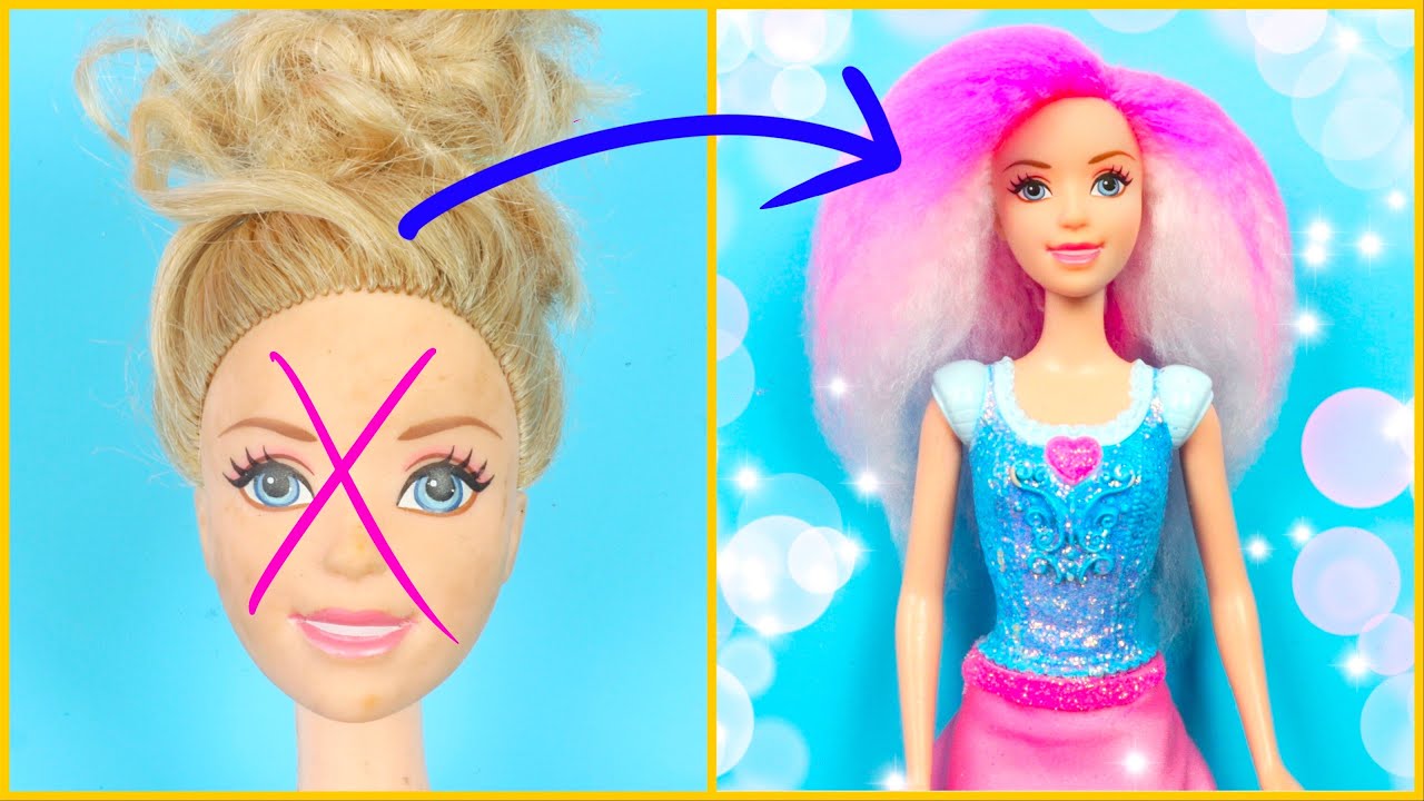 GORGEOUS BARBIE HAIRSTYLE looks like Troll Doll's Hair & Cute Barbie Clothes Transformation Easy