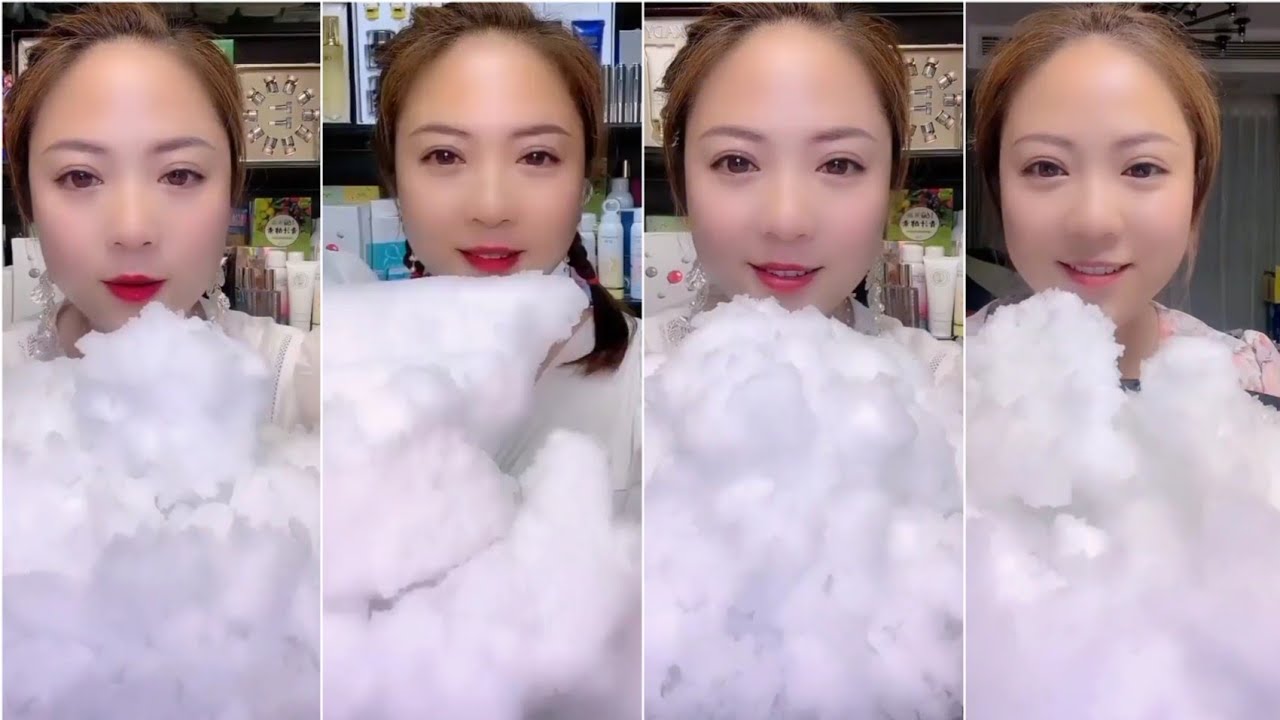 WHITE ICE EATING ASMR 💙 ICE EATING ASMR 💙 Snow-white ASMR 💙