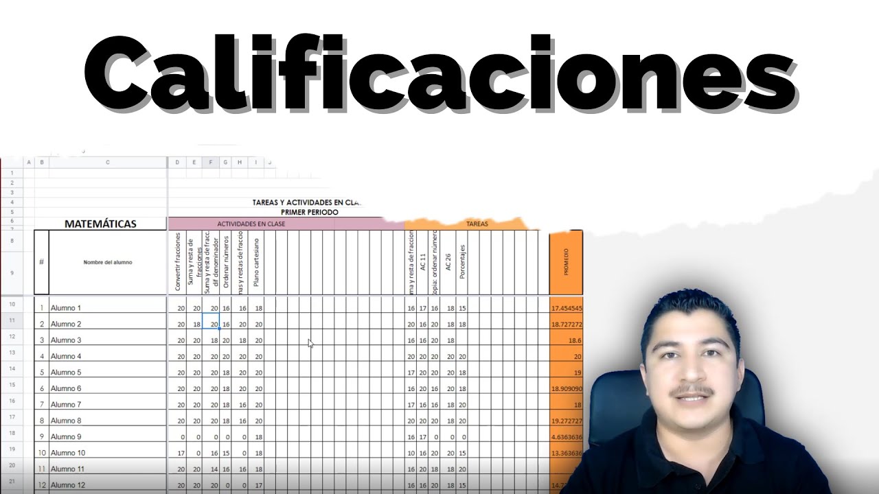 Ejemplo de formato para el seguimiento de las calificaciones