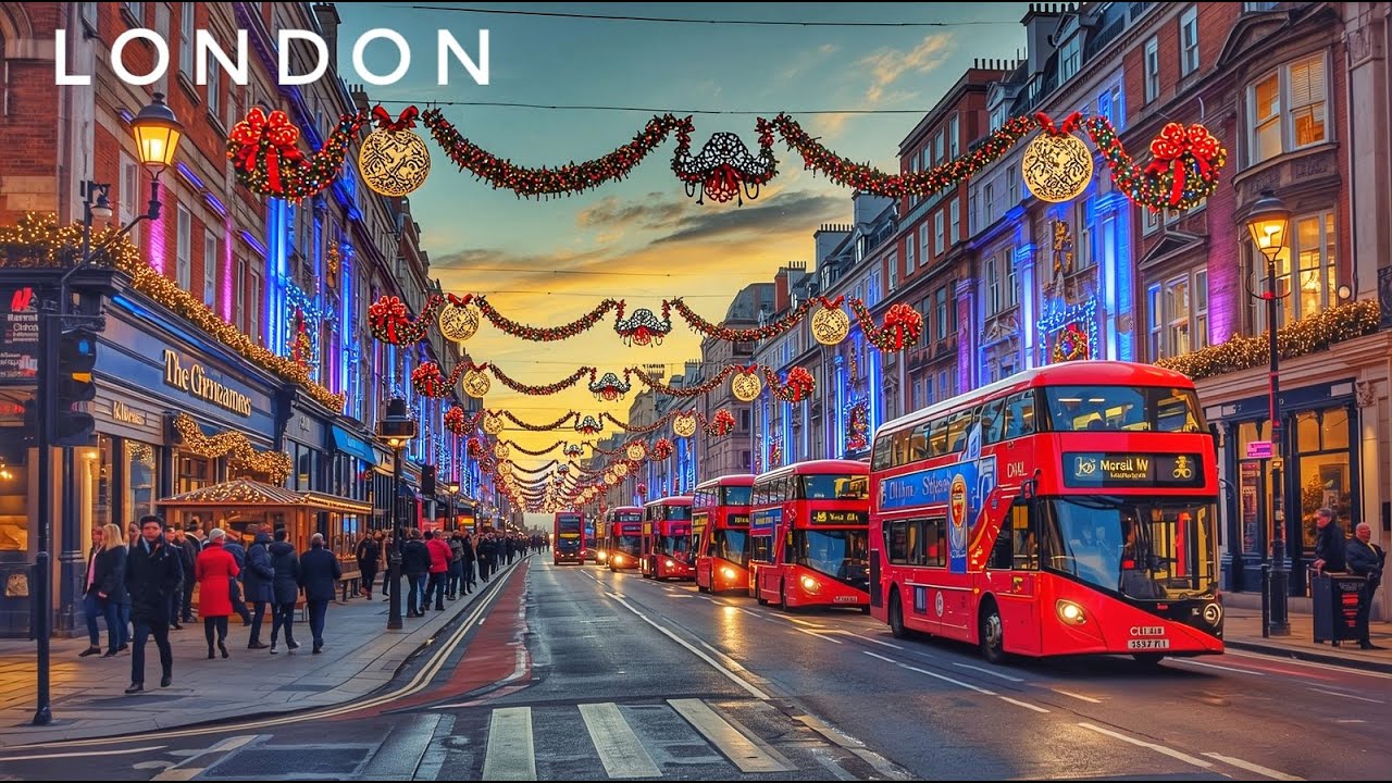 Christmas London Winter Walk ✨ Walking London Famous Christmas Shopping Streets 🎄Central London Walk