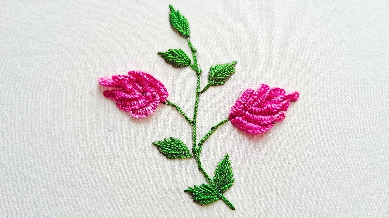 Awesome hand embroidery roses stitching || Hand embroidery tutorial
