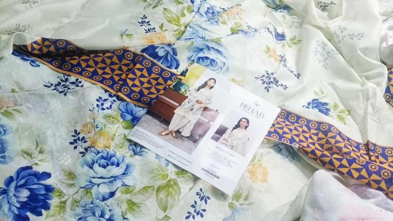 REHAB By BINAAS Tie & Die Digital Printed Chikankari Shirt & Printed Voil lawn Dupata Dyed Trouser