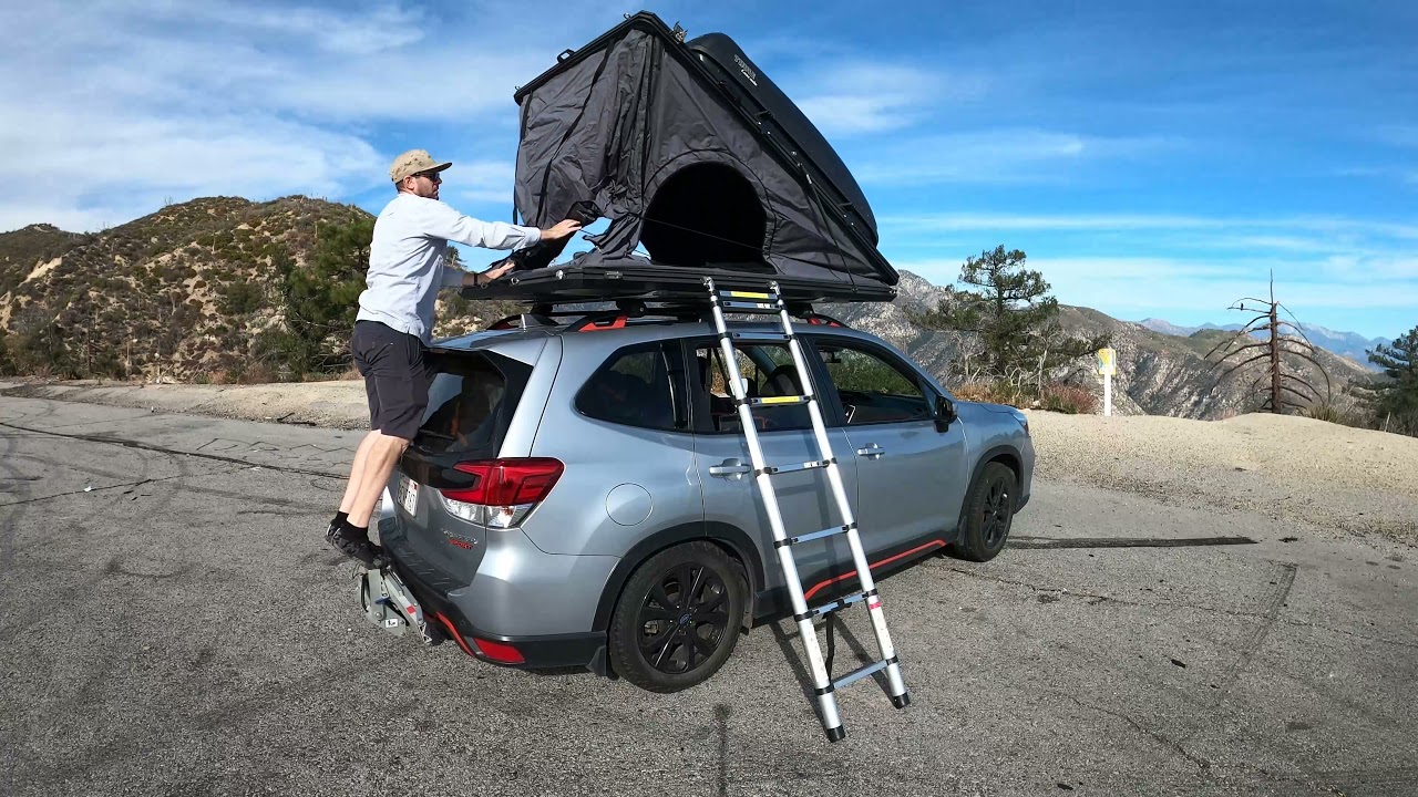 Subaru Forester Roof Top Tent 🚙 ⛺ Thule Roof Box On Top and Cool White Roof!