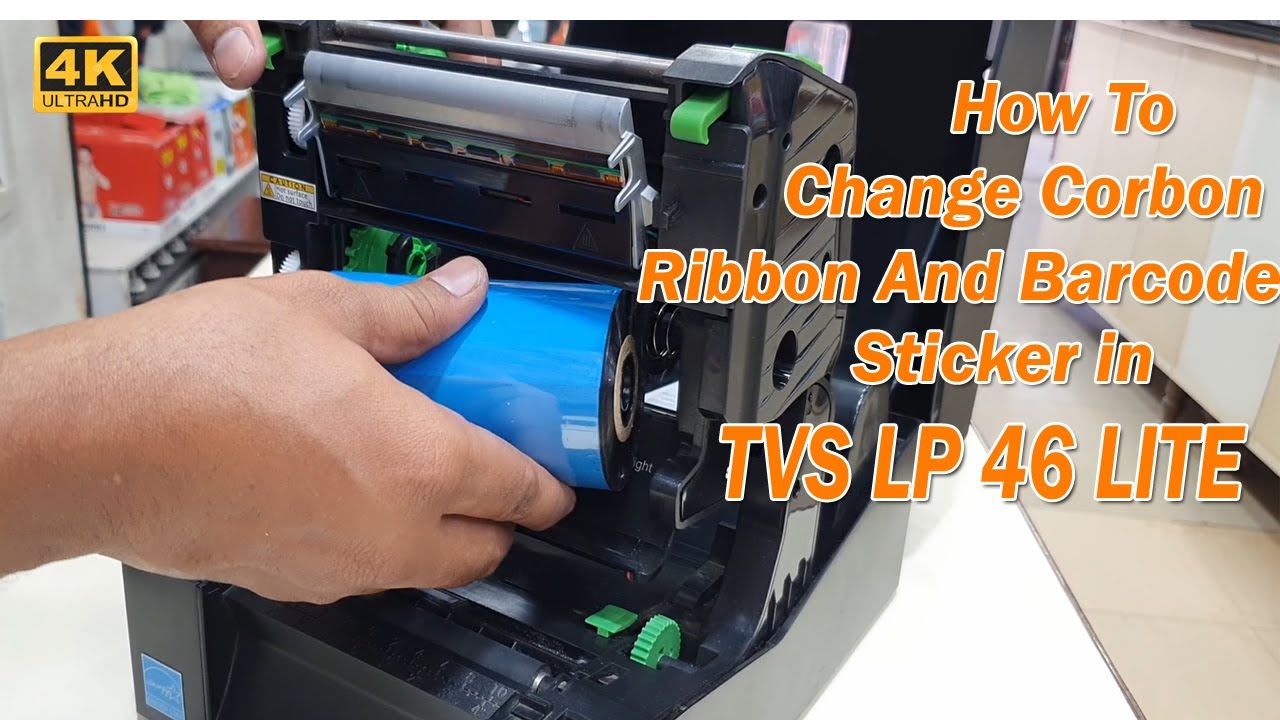 TVS LP 46 Lite Label and Ribbon Installation | (ROLL RIBBON SETUP) |#tvs #barcodeprinter #printer