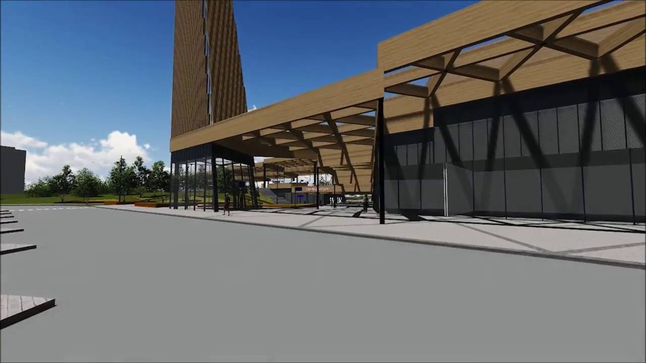 Vanuit de bus door het nieuwe station