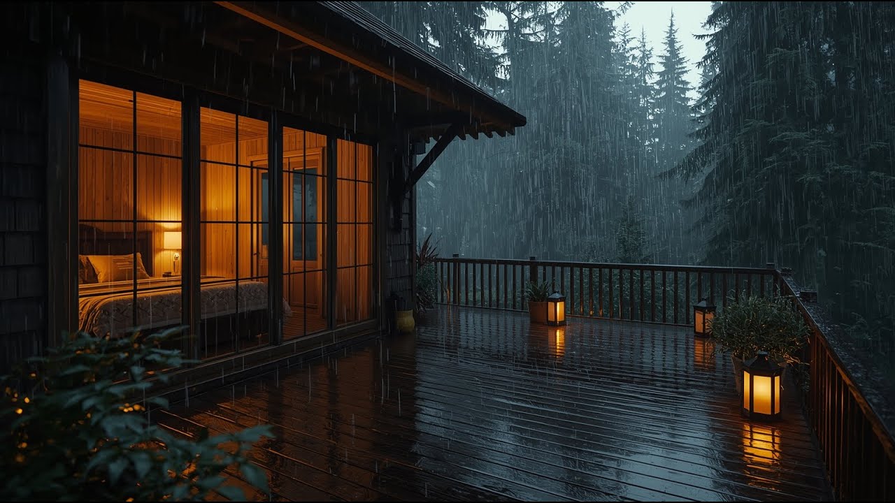 Best Soft Rainfall Surrounding a Warm Forest Cabin with Calming Pure Rain Sound for Deep Relaxation