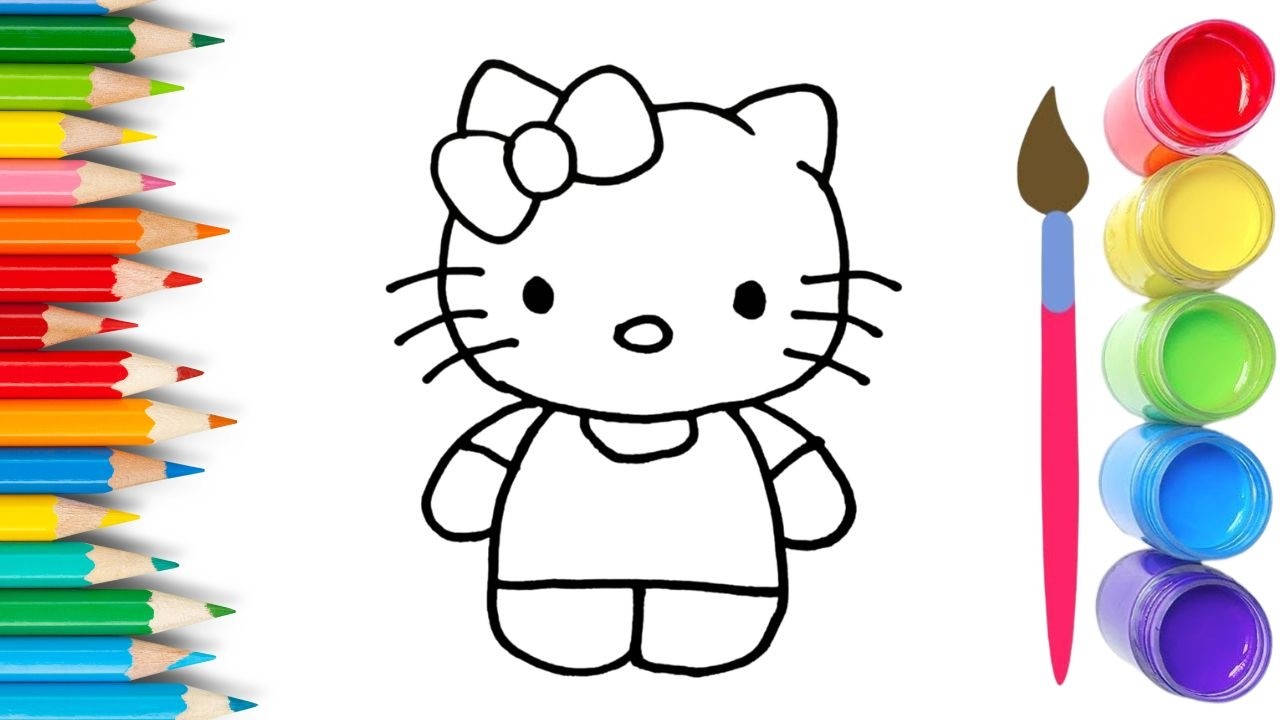 How To Draw cute Kitty Drawing, Painting & Coloring For Kids and Toddlers_🌈🎨