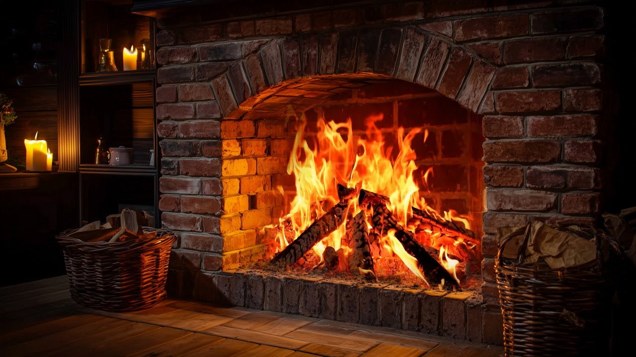 February Retreat Night by the Fireplace. Cozy Burning Logs for Cheerful Mood & Deep Relax | 4K 10 Hr