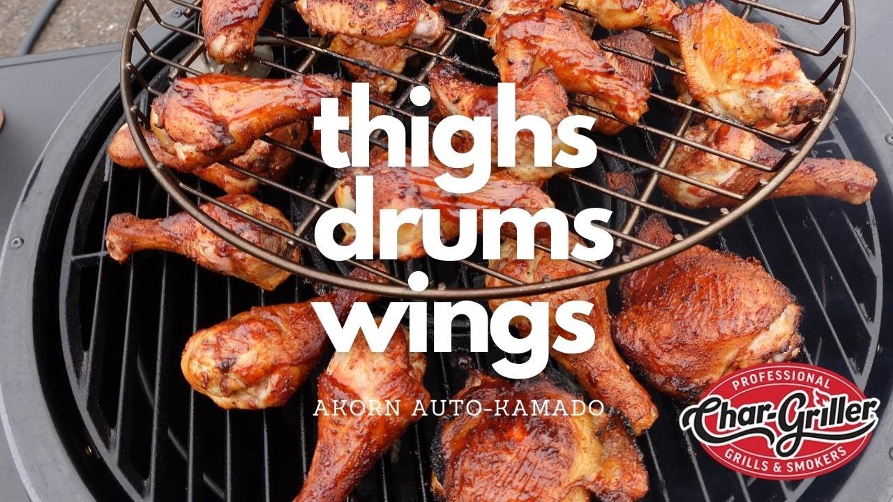 Куриное ассорти на гриле AKORN Auto-Kamado | Хрустящие бёдрышки, голени, крылышки