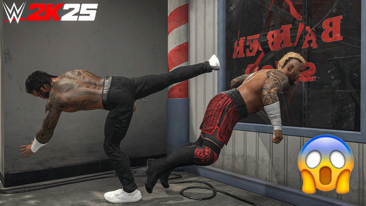 WWE 2K25 - Jey Uso attacks Solo Sikoa at Backstage Brawl | Gameplay