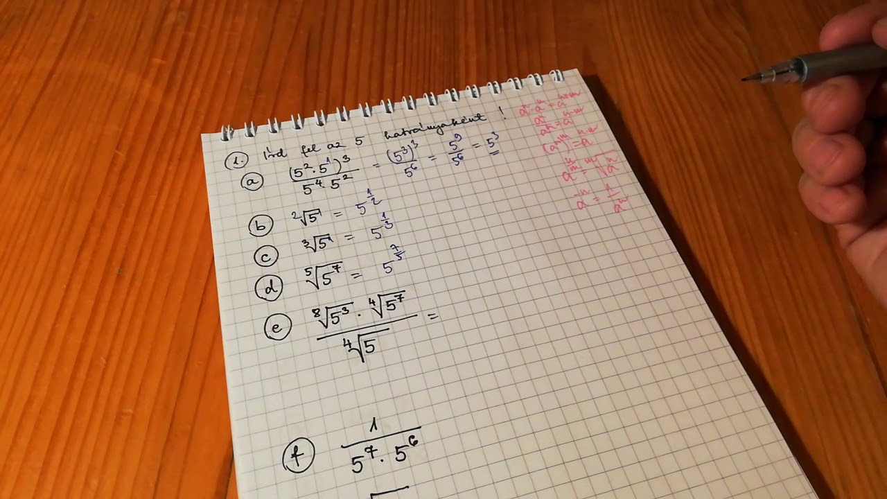 Hatvány, gyök, logaritmus - Témazáróra gyakorlás 1.a-i