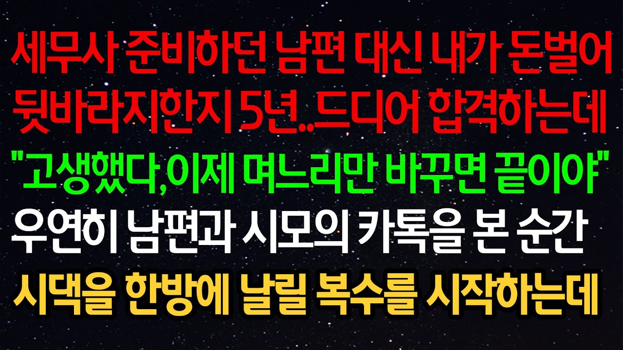 실화사연- 세무사 준비하던 남편 대신 내가 돈벌어 뒷바라지한지 5년..드디어 합격하는데