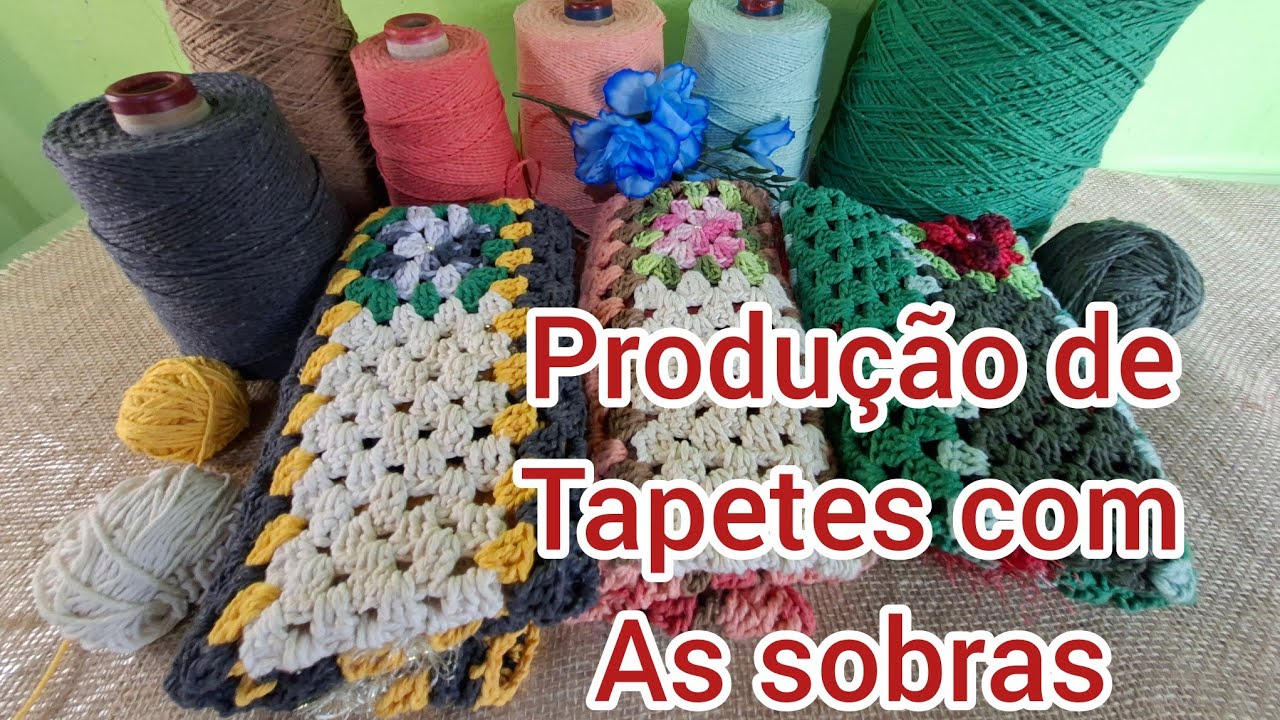🌷💥💞🦋produção de Tapetes  base tendências todos os detalhes #crochê #artesanato #croche #crochet 