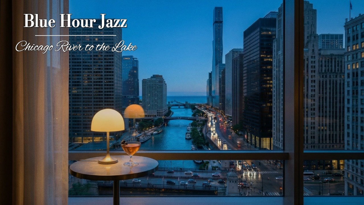 시카고 블루아워 리버뷰, 재즈와 함께 고요히 흐르는 강물 🎷 | Spring Jazz Playlist by the Window