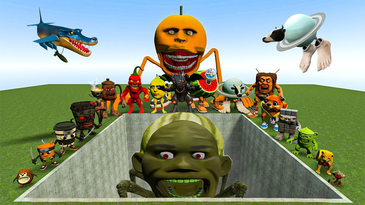 ALL NEW ITALIAN AI BRAINROT MEMES VS THE GIANT PIT WITH SPIDER LIN GANG MELON V2 - Garry's Mod