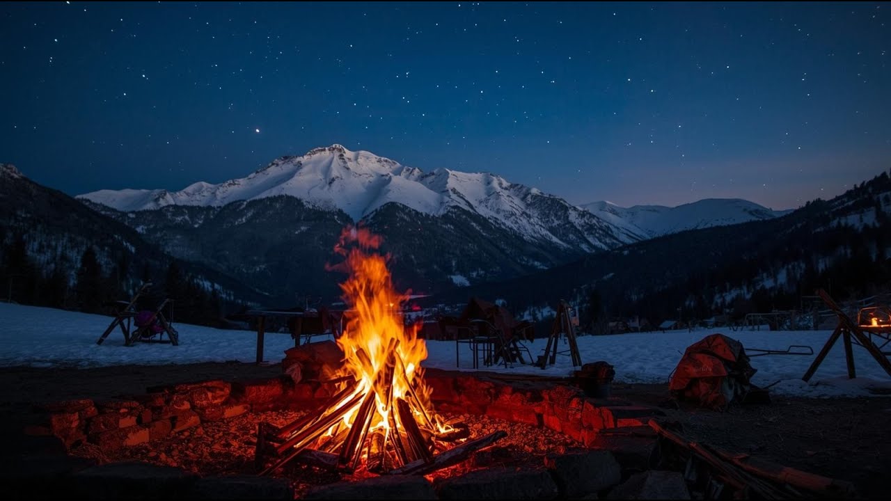 🔥 Hoguera cozy en la Montaña ⛰️ 6 Horas para Dormir Profundo (Cozy, Sonido Real)
