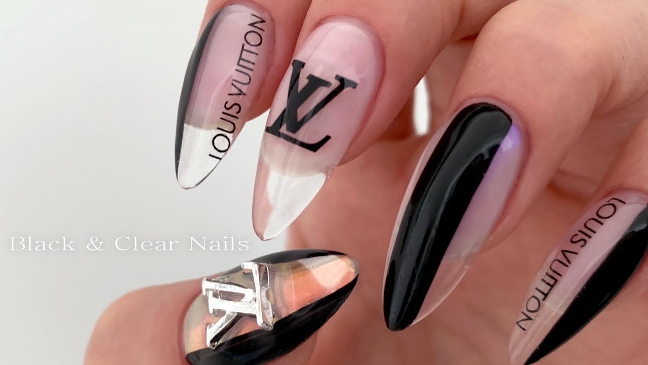 [셀프네일](ENG) 블랙과 클리어의 만남으로 세련미 뿜뿜/루이비통 네일/louis vuitton nails/nail art tutorials